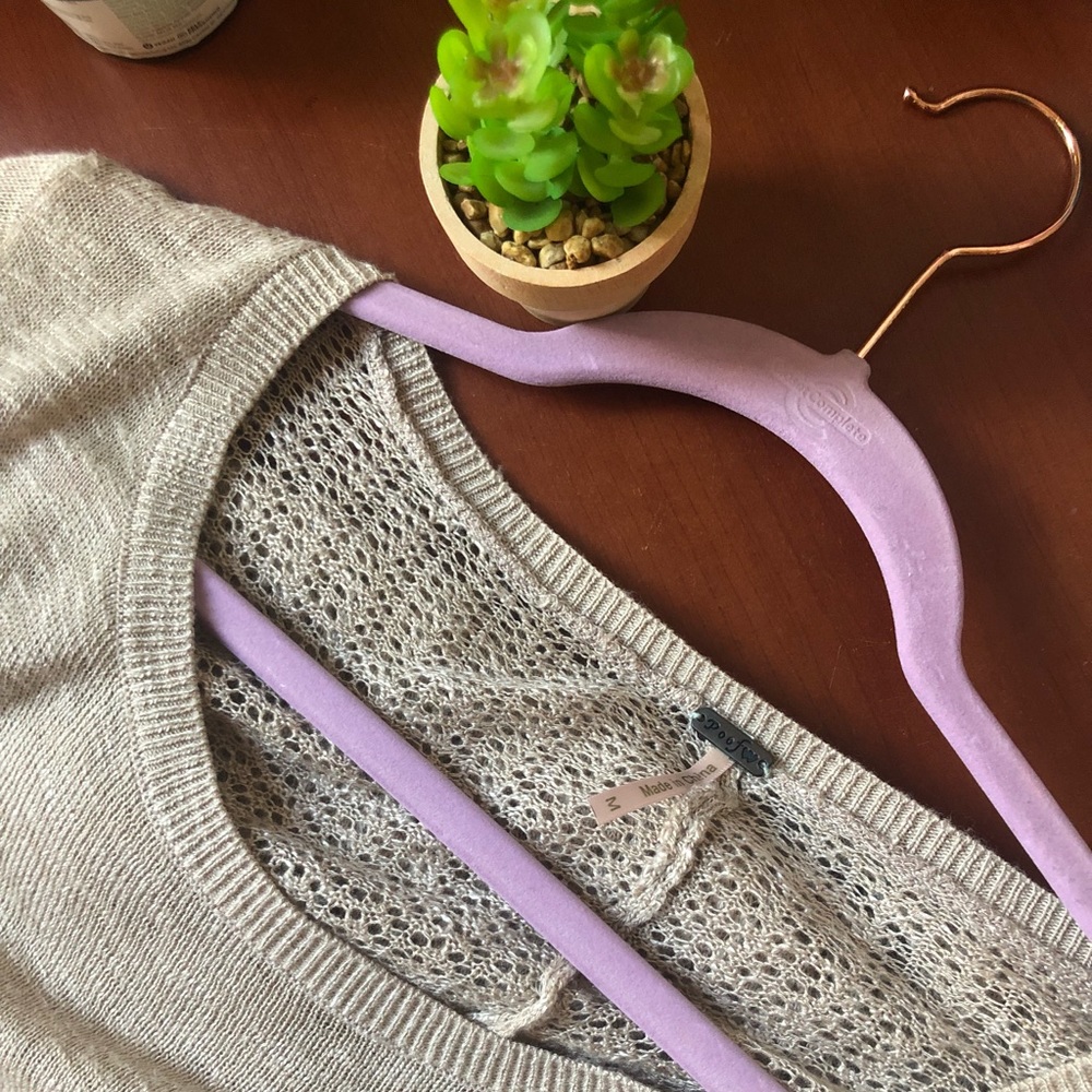 Poof! Brand boho tan knit top size medium